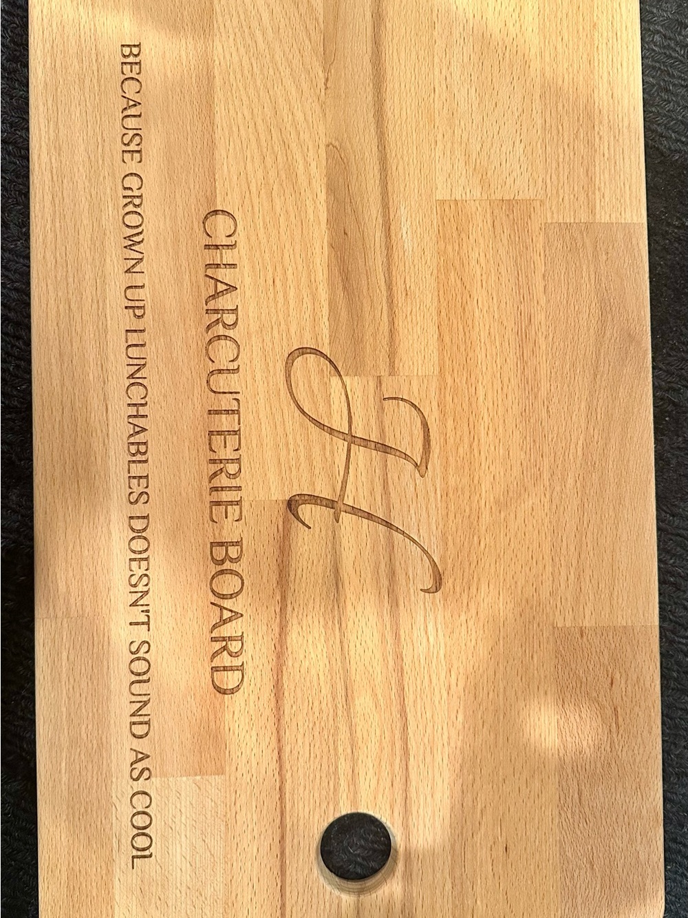 Charcuterie Board with Engraved Monogram H